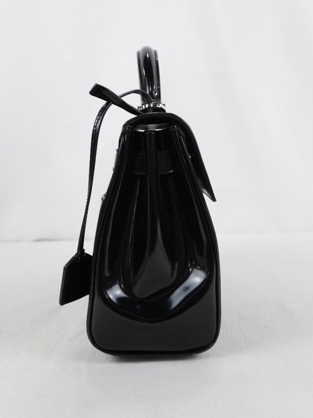 Saint Laurent Le Fermoir Top Handle Black Calfskin Leather Bag w/ Shoulder Strap - Picture 5 of 15